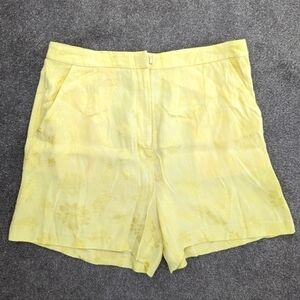 Marciano Guess yellow jacquard floral print high waist shorts size Medium